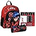 mybagstory - Rucksack - Schulbedarf - Miraculous - Rot - Kinder - Schule - Grundschule - Jungen - Kindergarten - Kindergarten - Schulranzen Mädchen - Größe 31 cm + Federmäppchen + Schreibwaren-Set