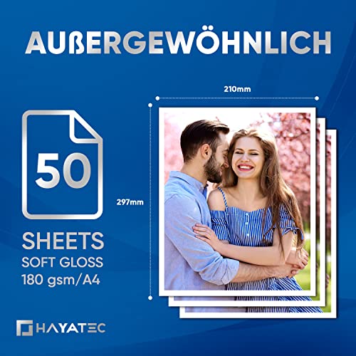 50 Blatt Fotopapier A4 hoch glänzend Tintenstrahldrucker 180g/m² Fotopapier Fotokarten Photokarten Sofort Trocken Wasserfest Hochweiß Fotoblätter