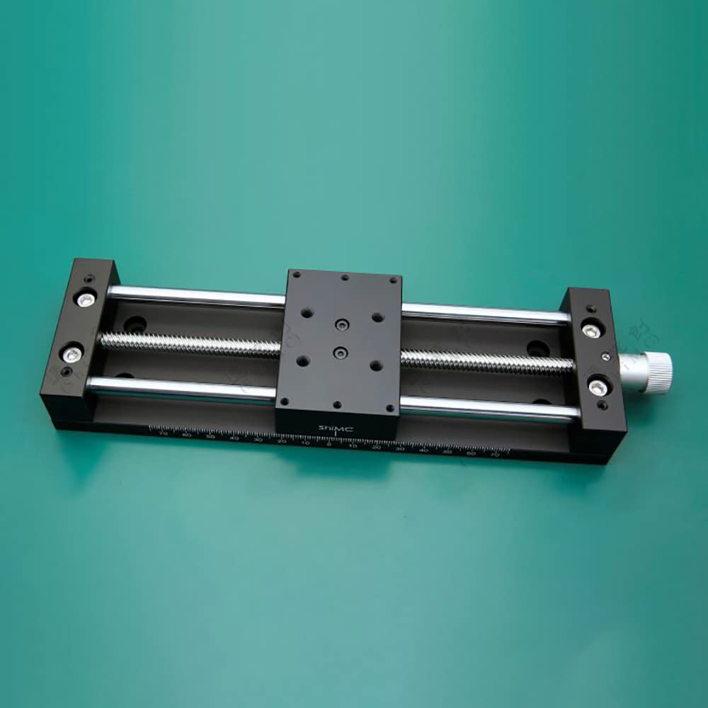 LeTkingok 70x50MM X-Axis Manual Slide Table Stainless Steel T-Bar Copper Nut Linear Optical Axis Guide Stroke 149MM