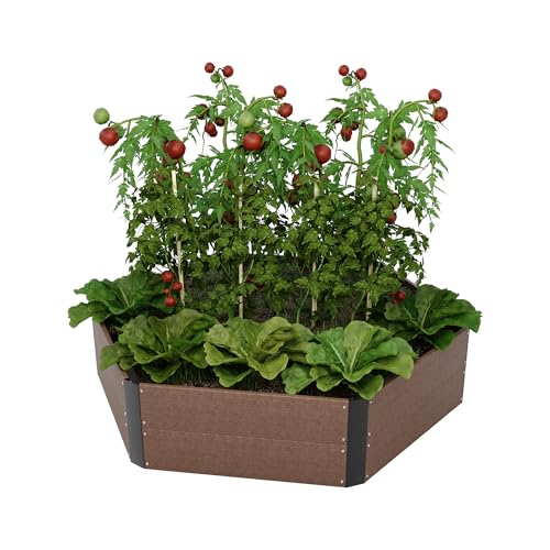 GarveeLife Hexagon Raised Garden Bed Kit, 6-Panel Wood Look Planter Box for Indoor & Outdoor Use, 11.8 Inches Deep Large Herb & Vegetable Grow Bed for Patio, Balcony, Yard