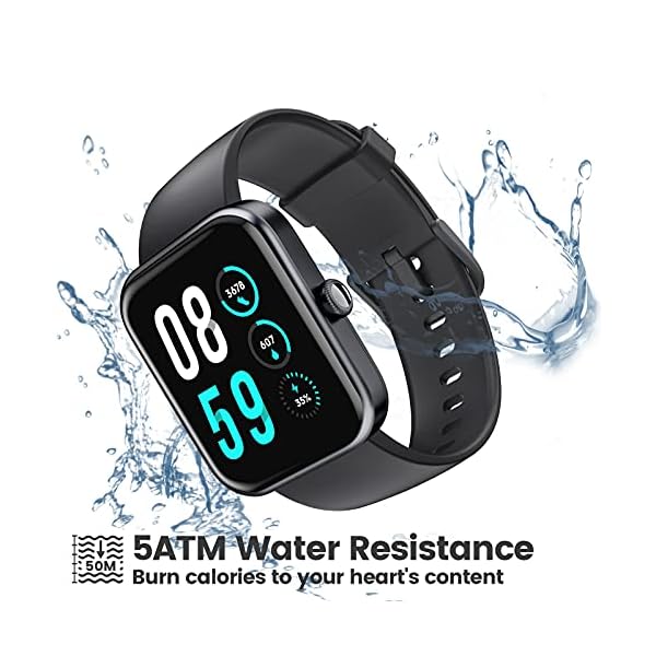 Smart Watch, AOKESI 2023 Newest Touchscreen Smart Watch for Android Phones and iPhone Compatible, 5ATM Waterproof Fitness Tracker with 24/7 Heart Rate, Blood Oxygen, Smartwatch for Men Black