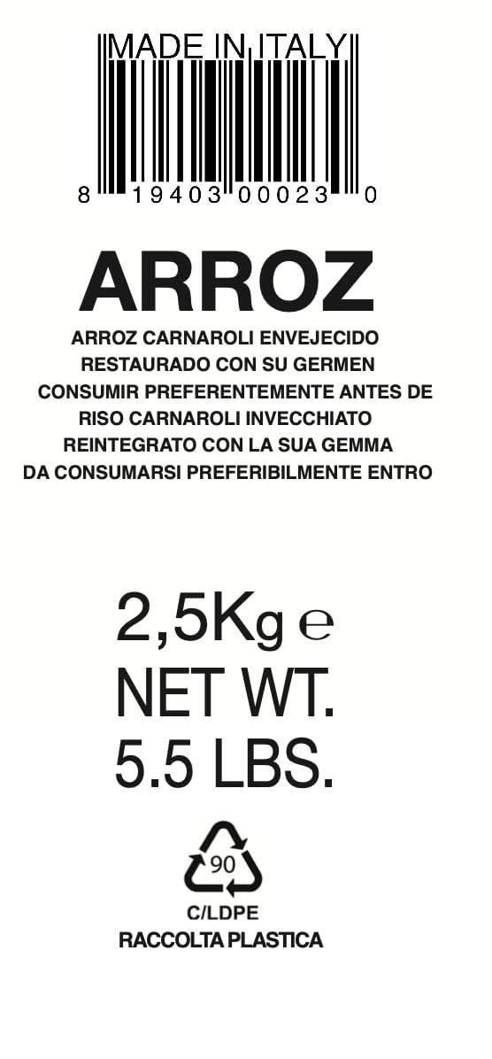 Riso Acquerello invecchiato 1 anno, pacco da 4,5 Kg