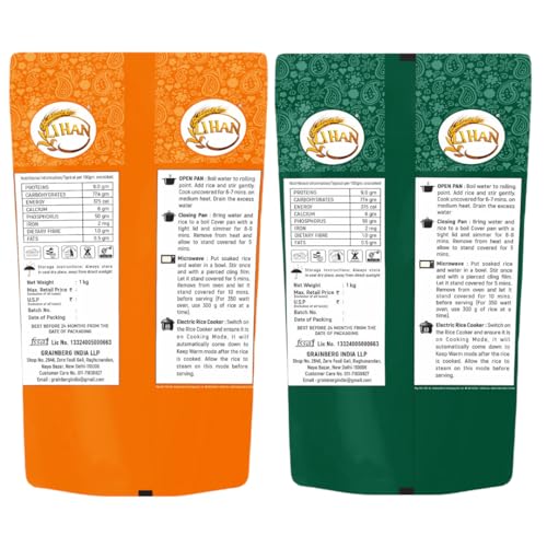 Image of Lihan Basmati Rice Combo - Supreme XXXL (1kg) + Rozana (1kg) | Naturally Aromatic | Ideal for Everyday & Special Meal