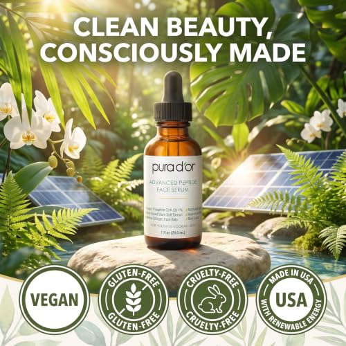 PURA D'OR Advanced Face Serum with Copper Tripeptide Hyaluronic Acid, 1oz | Youthful-Looking Skin, Marine Collagen, Plant Stem Cells, Methylene Blue, Hydrates and Smooths, Lightweight, Fast-Absorbing - image 6