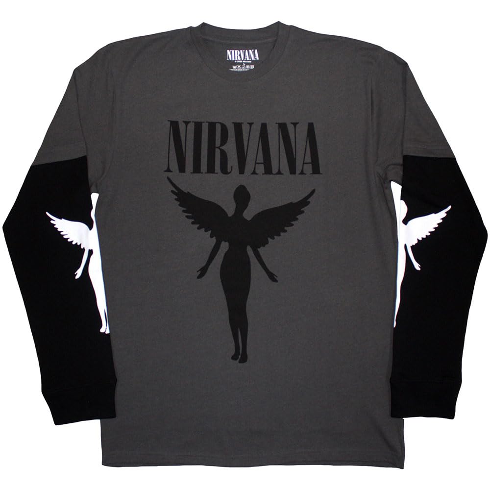 Nirvana in Utero Mono Layered Long Sleeve T Shirt XL Charcoal