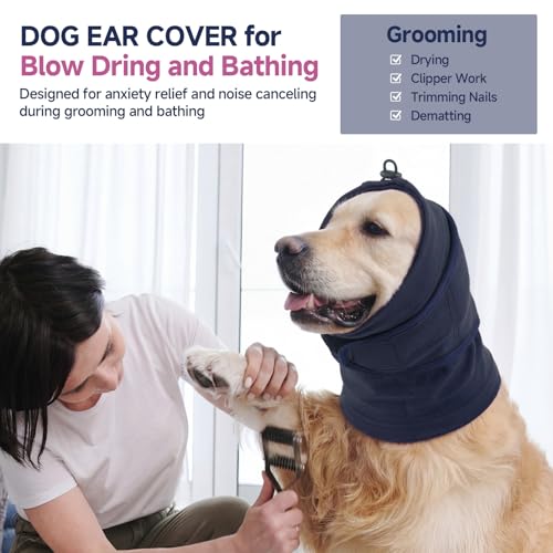 Image of Nanaki Dog Ear Muffs for Fireworks&Thunderstorm,Dog Ear Covers for Bath | Soft Head Wrap For Ear Hematoma, for Vacuum,Grooming,Vet Visit, Adjustable Quiet Ears for Dogs Noise Protection,Neck Warmer