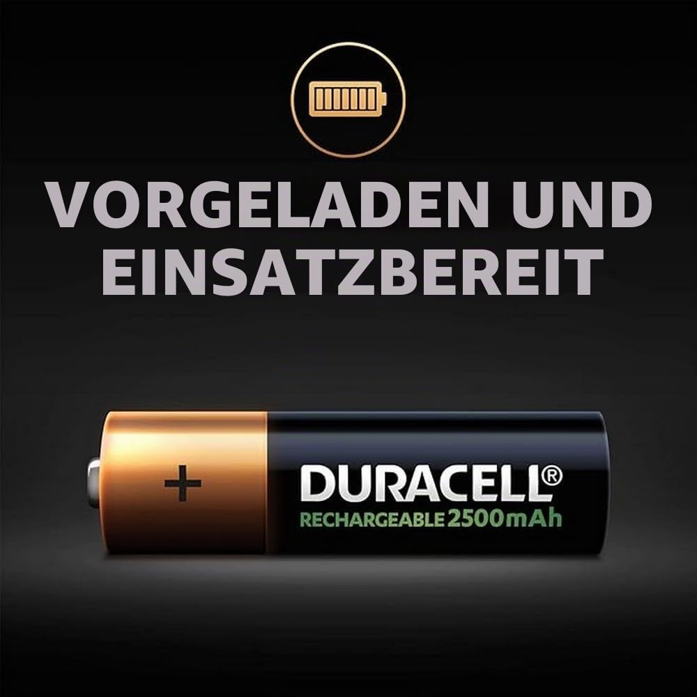 Duracell Akku AA, wiederaufladbare Batterien AA, 8 Stück, Unsere Nr. 1 - längste Haltbarkeit pro Aufladung, vorgeladen [Amazon Exclusive] (Packung mit 2)