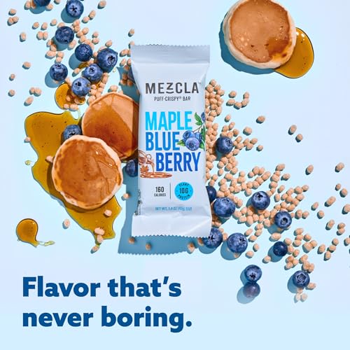 Mezcla Puff Crispy Protein Bars, Gluten Free & Vegan Protein Bars, 10g Protein, Alt for Crispy Rice Treat, Granola Bars & Breakfast Bars, Healthy Snacks for Adults, Maple Blueberry, 1 Count - image 6