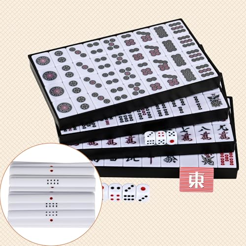 Set de Mahjong Riichi Japonés con fichas y accesorios miniatura 3