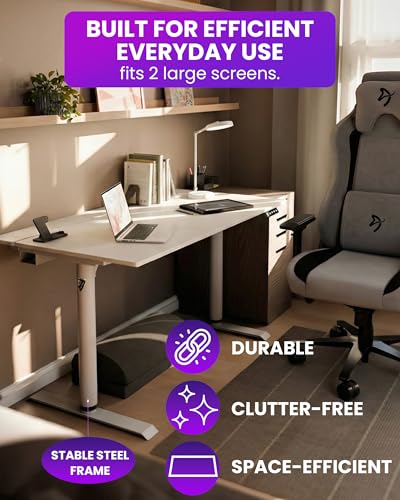 Image of Arozzi Arena Nordico Gamer Desk - 55x27.6 inch Electric Standing Table - PC Gaming Desk with Storage for Cables - Dual Cable Baskets, Split Tabletop, Monitor Arm Friendly - Light Birch