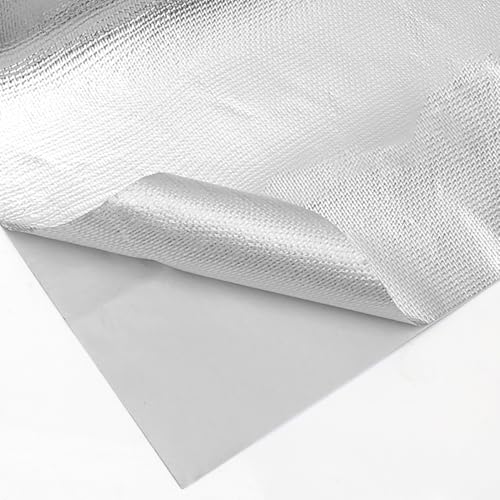 LOMUG 60 x 280 cm Esterilla de protección térmica aluminizada, barrera térmica, parte trasera autoadhesiva, manta térmica, aislamiento de fibra de vidrio, material reflectante y protección contra