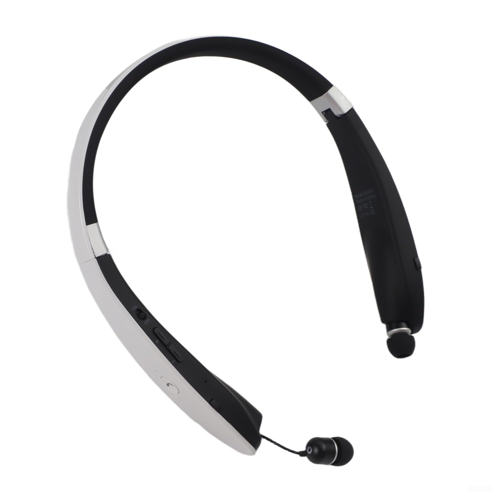 Cuffie Neckband con Cancellazione Rumore, Auricolari Sport Retrattili Pieghevoli, Design Leggero ABS per Corsa e, Nero(White)