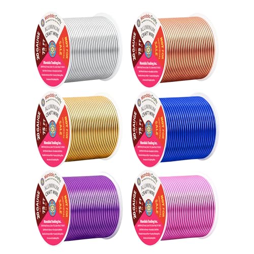 Image of Mandala Crafts 20 GA Gold Blue Purple Assorted Anodized Aluminum Craft Wire | 450 FT, Colored, Flexible, Bendable for Bonsai Armature Sculpting Wire Wrapping Jewelry Making, Weather & Tarnish Resistant