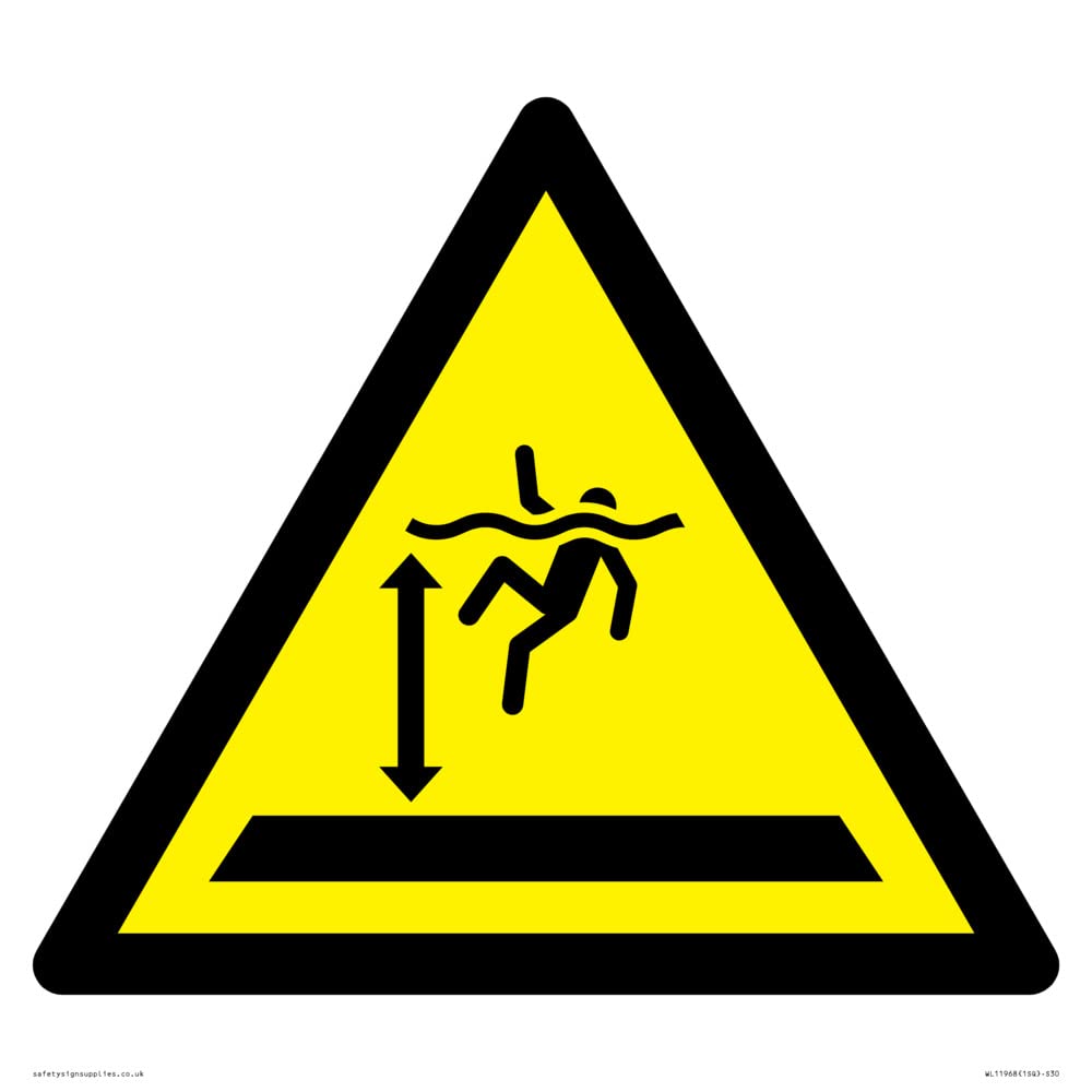 W047 Warning: Deep water Sign - 300x300mm - S30, Yellow/White