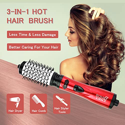 Hot Air Brush Styler And Dryer,Rotating Hair Dryer Brush For Salon At Home,2-In-1 Electric Rotating Hair Curlyer Comb For Stylish Vibrant Curly Hair (Red)… #TOP6