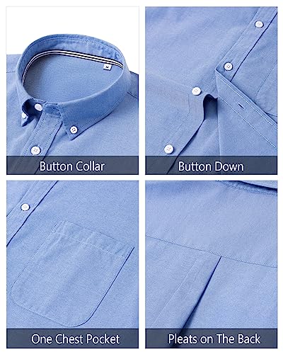 Image of J.VER Men's Oxford Shirt Solid Casual Button Down Collar Shirts Long Sleeve Dress Shirts with Pocket