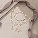 EVER FAITH Wedding Jewelry Sets for Bride, Gold-Plated-Brass White Cubic Zirconia Simulated Pearl Leaf Filigree Bridal Party Necklace Earrings Bracelet Set for Women