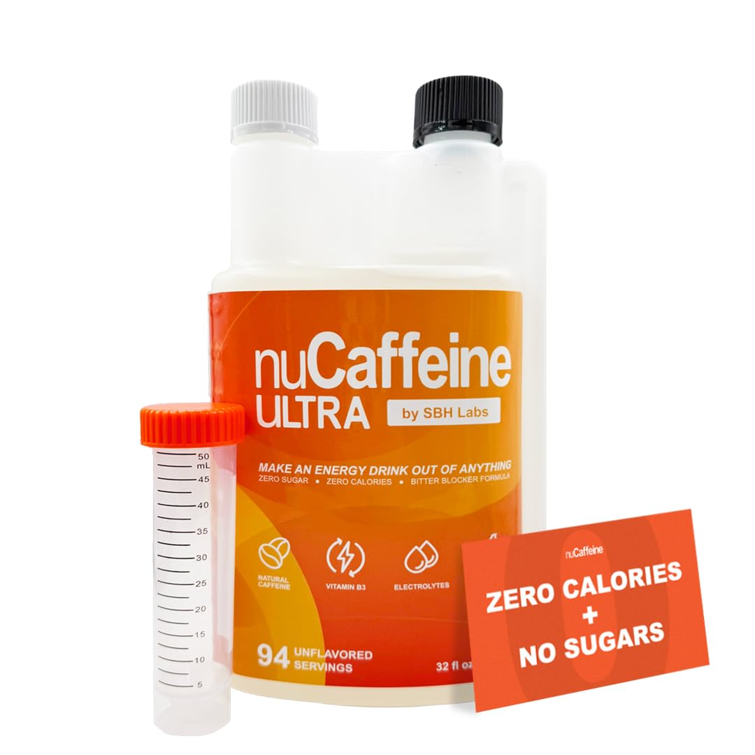 nuCaffeine Ultra | New Natural Preservatives | 94 Servings | Natural Caffeine + B3 + Electrolytes | Includes to-Go Tube | Transform Any Drink into an Energy Drink! | No Carbs, No Sugars, No Calories