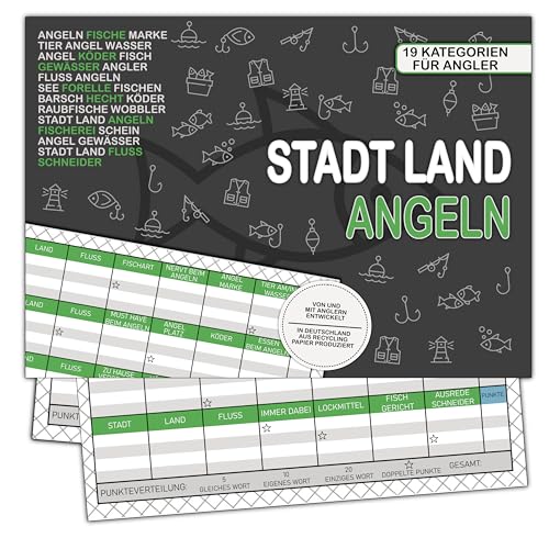 Bezify Angel Spiel Stadt Land Fluss – Geschenk für Angler &...