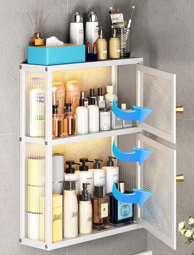 Armoire murale moderne avec porte en verre, solution de rangement peu encombrante pour salle de bain, bureau, salle à manger, salon, cuisine