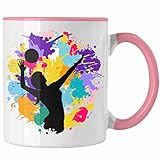 Trendation   Volleyball Geschenk Tasse Grafik Coach Herren Mädchen Kaffee Zubehör Volleyball Spieler Spielerin (Rosa)