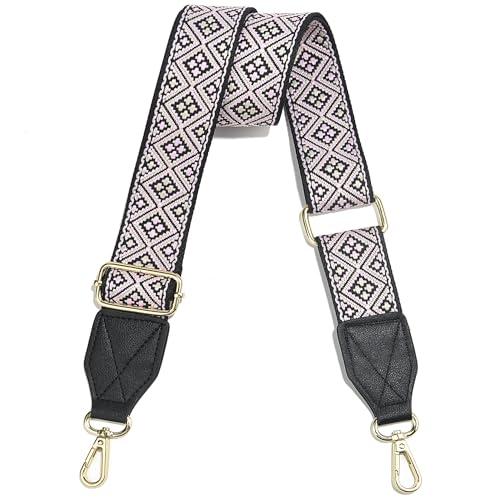 Image of Purse Strap,1.5 inch Leather End Shoulder Strap Adjustable Replacement,Retro Multi-Pattern Crossbody Bag Straps