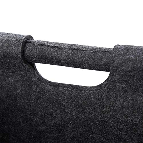 Relaxdays Zeitungskorb aus Filz, H x B x T: 22 x 31 x 29 cm, 2 Fächer, mit Griff, faltbarer Zeitungsständer, anthrazit