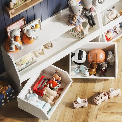 Toy-Storage-Organizer-for-Kids-Toy-Storage-Cabinet-with-Drawers-Boys-and-Girls-Toy-Shelf-with-Wheels-Toy-Organizer-Kids-Bookshelf-with-Storage-for-Nursery-Playroom-Bedroom-White Toy Storage Organizer for Kids Toy Storage Cabinet with Drawers Boys and Girls Toy Shelf with Wheels Toy Organizer Kids Bookshelf with Storage for Nursery Playroom Bedroom White