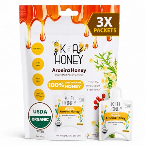 K&A Honey Packets - Pack de 3 porciones de miel pura orgánica