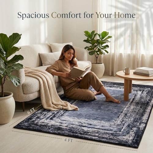Image of Dream Weaverz Anti Slip Rectangular Carpet for Living Room & Hall | Silk | Flat Woven Soft Washable Floor Mat for Home, Bedroom Floor & Kitchen | Durable Anti Skid Rug for Daily Use (4 X 6) feet