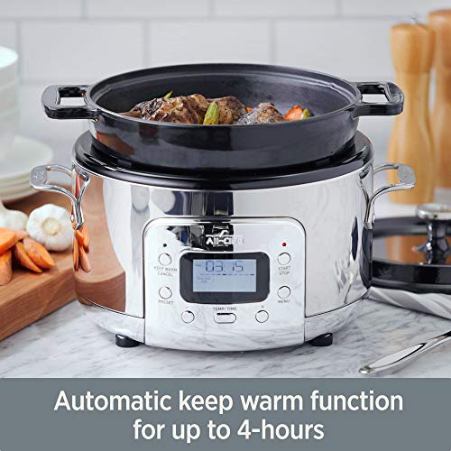 All-Clad 10942226833 5 Quart 7-In-1 Electric Slow Cooker With Stainless Steel And Cast Iron, 1200W - Black Enamel Crock thumb #5
