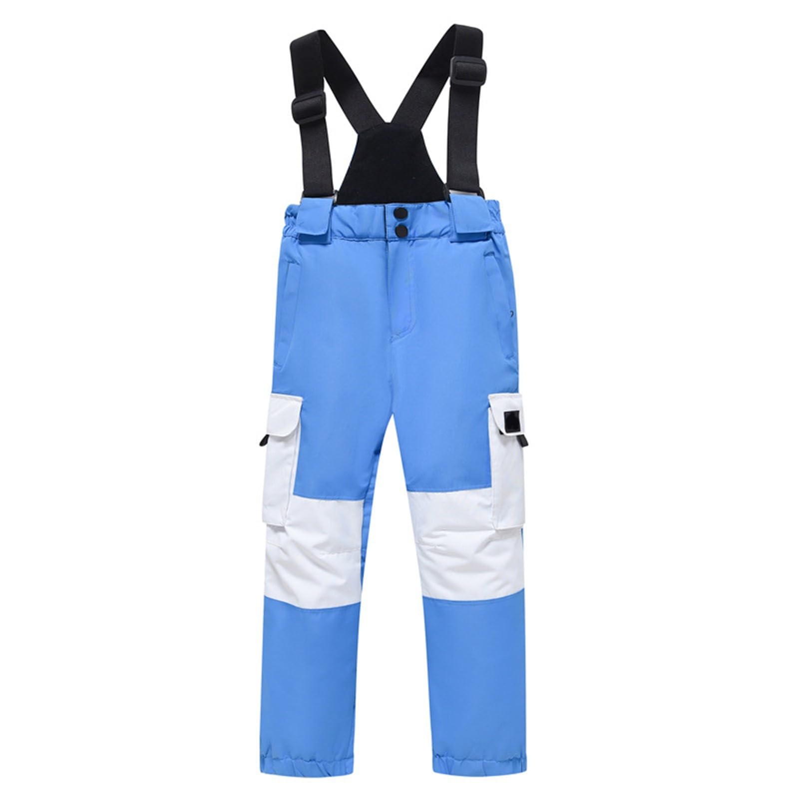 Pantalones de esquí para niños, impermeables, pantalones de nieve con tirantes, bolsillos, pantalones de esquí térmicos para invierno, gruesos y cálidos, a prueba de viento, trajes de nieve para niños