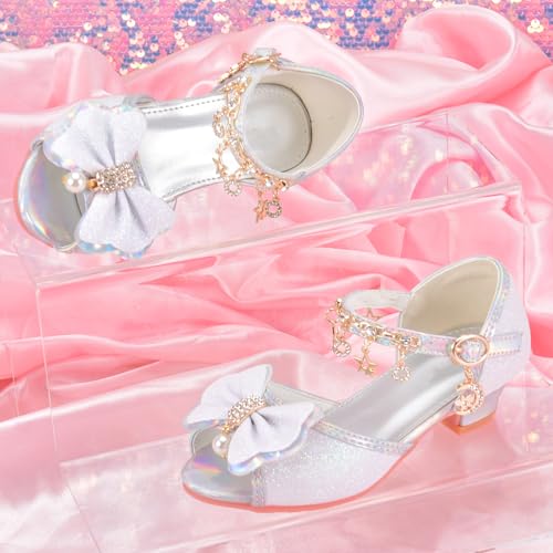 Little Girls Princess Wedding Sandals Children's Crystal High Heels Dress Shoes Performance Evening Party Flower Girl Formal Dress Shoes Toddler Big Kid Toddler3
