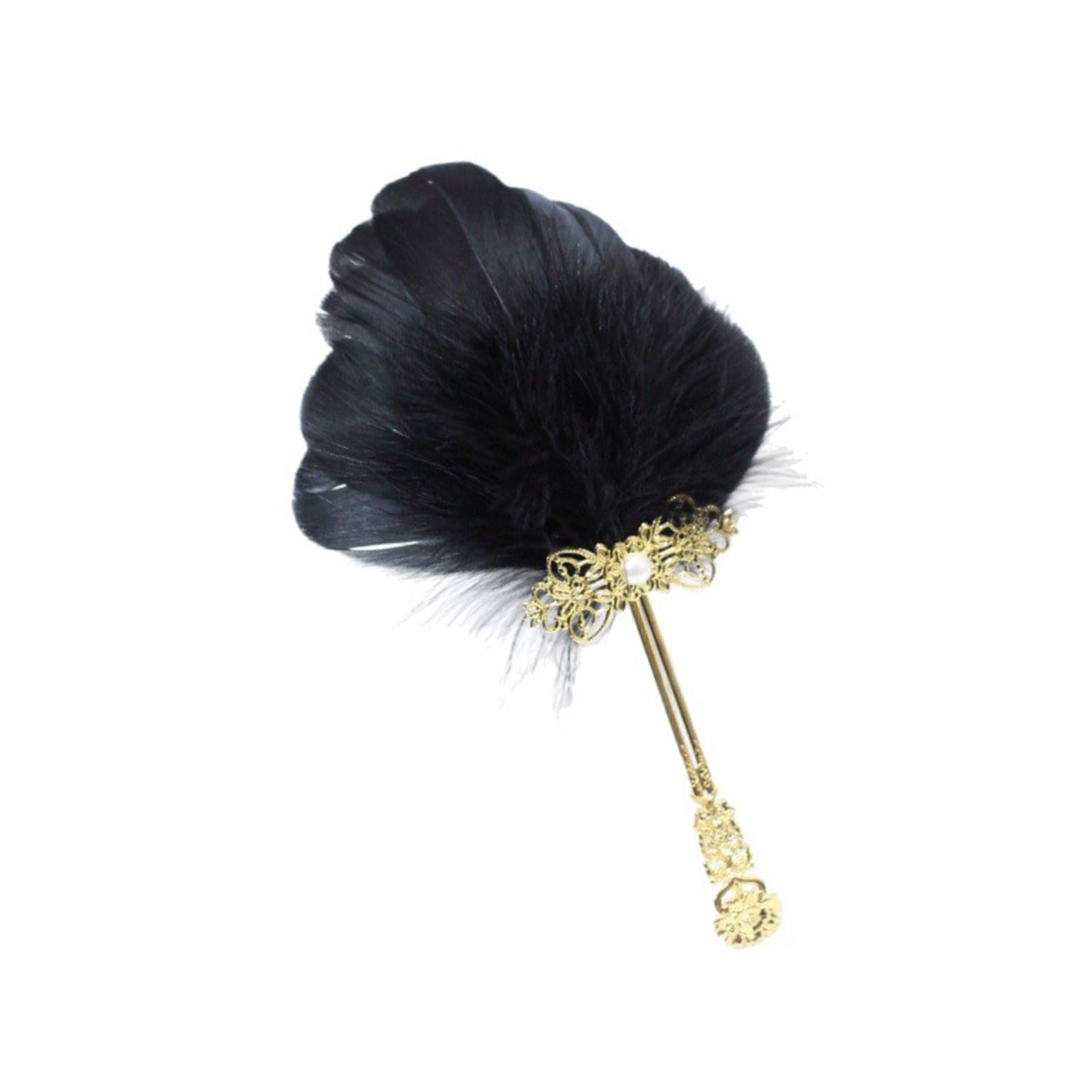 PANGBOER Feathered Small Handheld Fan for Stage Photography Props and Traditional Costume Accessories Gift Festival Fan