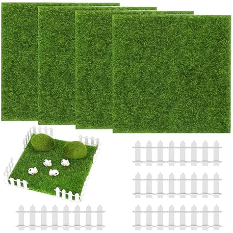Mozeat Lens 4 Pcs Artificial Grass Mat Set Cover