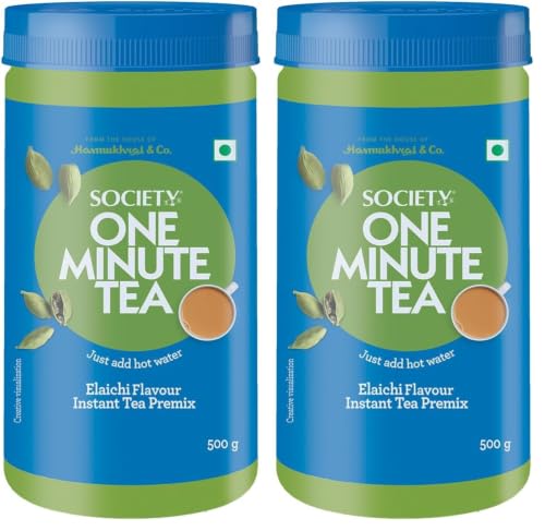 Image of Society One Minute Tea | Elaichi Flavour | Jar | Made with Cardamom | Flavoured Instant Tea | 500g | Pack of 2
