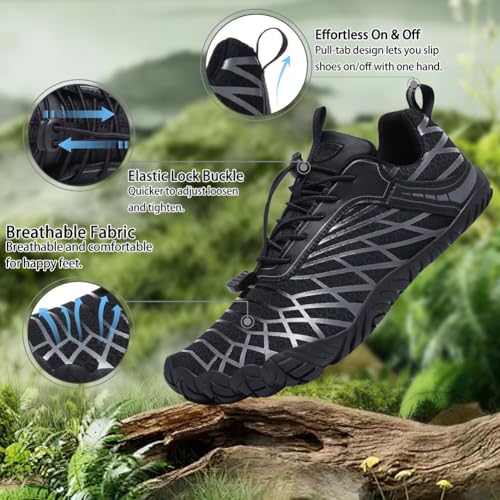 Image of Barefoot Shoes for Women & Men, Grounded Walking Hiking Barefoot Shoes, Wide Toe Box Non-Slip Water Athletic Footwear, Comfortable Vitality Barefoot Footwear, Trail Running Sneakers Unisex