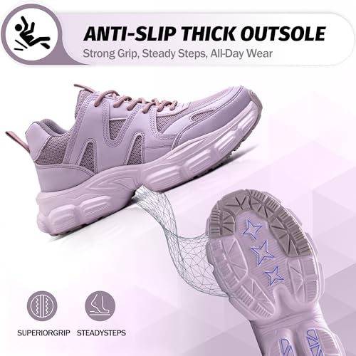 Image of Breathable Steel Toe Sneakers for Women Lightweight Puncture Proof Work Shoes Non Slip Safety Tennis Shoes Comfortable for Construction Industrial Warehouse