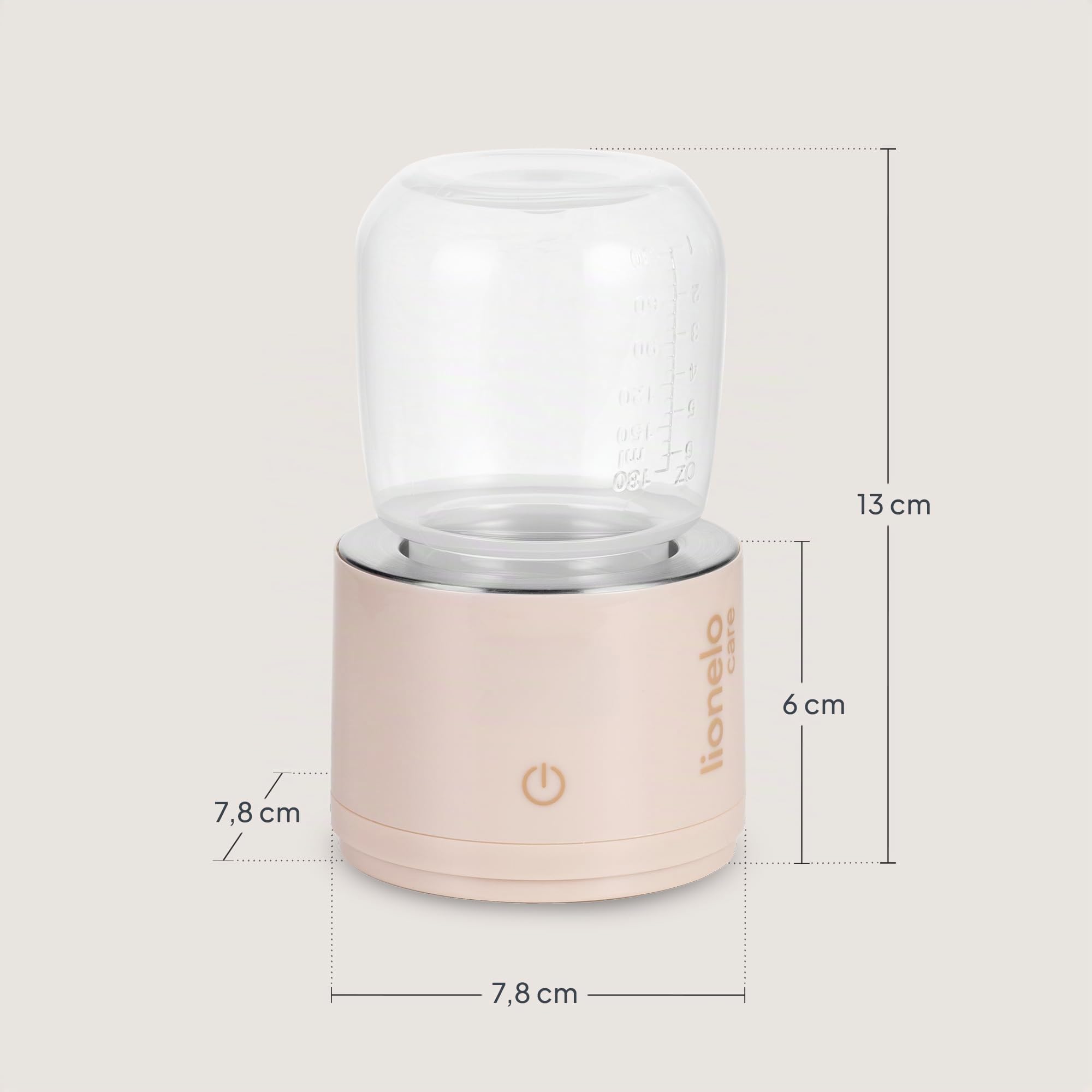 Lionelo THERMUP SWIFT Scaldabiberon Portatile per Neonato da Viaggio, BPA Free, Contenitore Latte 180 ml, 4 Temperature 37-50 °C, USB-C senza Fili, 5000 mAh, Riscaldamento 90 ml in 3 min, 5 Adattatori