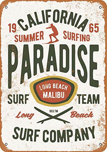 Vintage Metal Sign - California Paradise Surf Company Home Decor 12"x8"