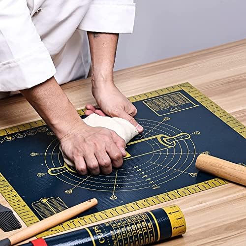 KitchenRaku Nonstick Silicone Pastry Mat,Precise Measurement Guide Dough Rolling Mat, Silicone Baking Mat,Non-Slip Oven Mat Countertop Mat for Pastries,Cookies