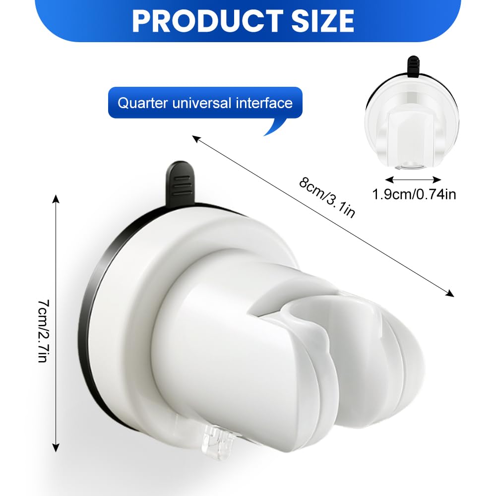 HMCEY Soporte Alcachofa Ducha Ventosa,Sujeta Alcachofa Ducha Pared Sin Taladro,Soporte Cabezal Duchas de Baño Universal,Shower Head Holder para Fijar y Ajustar Los Cabezales de Duchas - Blanco - 3