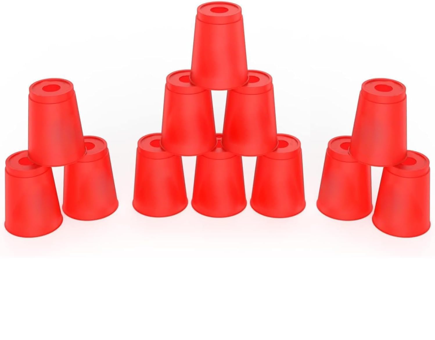 DEWEL Stacking Cup Game with 15 Stack Ways, 12pcs Cup Stacking Set, Sport Stacking Cups BPA-Free Material, Classic Family Game, Great Gift Idea for Stack Games Lover. (Red)