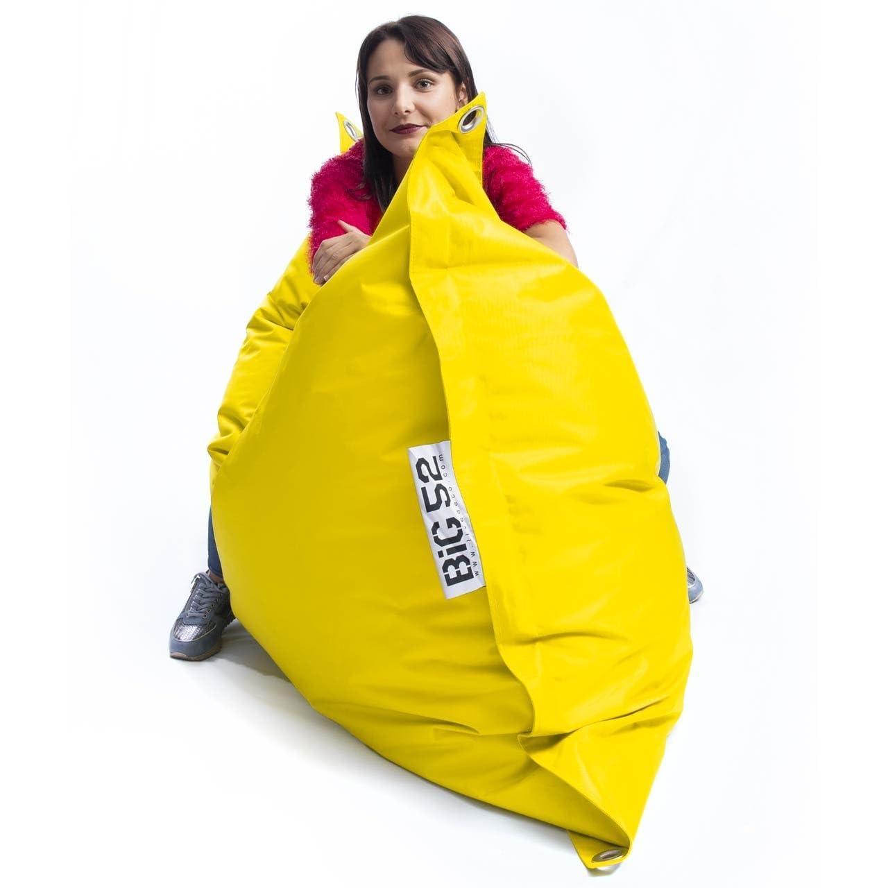 LIVEDECO - Housse Vide Pouf Géant XL Imperméable Extérieur Outdoor Jaune RAW BiG52