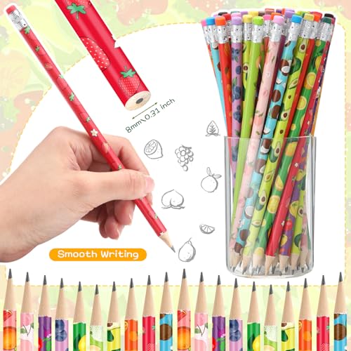 Kosiz 200 lápices de colores con patrón de frutas miniatura 4