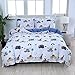 Brandream Kids Bedding Sets 100% Cotton Queen Size Boy Cute Cars Vehicles Bedding Children Duvet Cover Set 3-Piece(No Comforter Included)