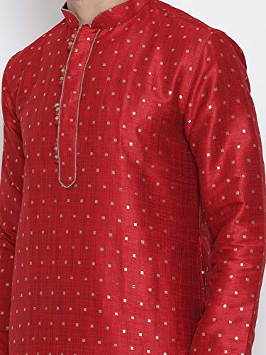 Image of VASTRAMAY Men's Blue Cotton Silk Blend Kurta