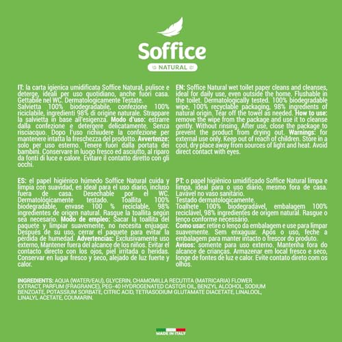 Soffice Natural Carta Igienica Umidificata, Detergono Rinfrescano E Profumano - 12 Confezioni Da 80 Pz - 3
