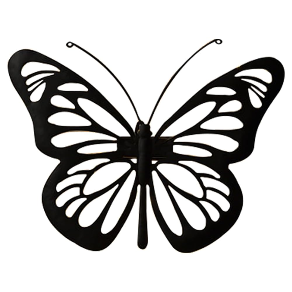 AAMEN Weatherproof Solar LED Butterfly Wall Art, Garden Metal Butterfly Outdoor Fence Ornaments Decoration Lights, Novelty Fence Wall Decoration Light - Outdoor with White Glow