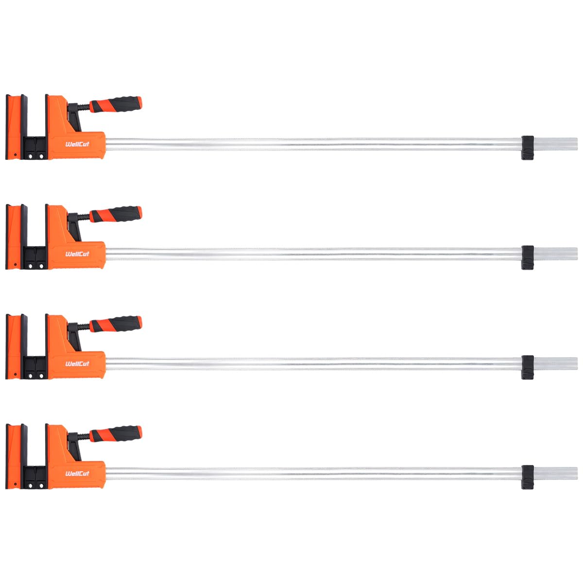 Wellcut Orange Bar Clamps 1000Mm X 95Mm, Parallel Jaw Clamp, Quick Release Professional Woodworking F Clamps With 600Kg Clamping Force Heavy Duty Super Strong Fully Adjustable (Pack Of 4)